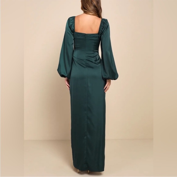 Lulus Eternal Heart Emerald Green Satin Maxi Dress | Size Small - Picture 4 of 11